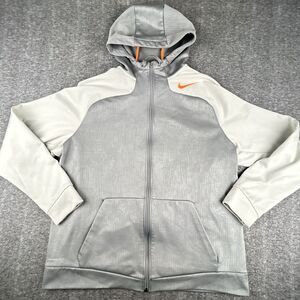 Nike Therma-Fit Hoodie Mens Sz XL Full Zip Gray Athletic Sweatshirt Swoosh